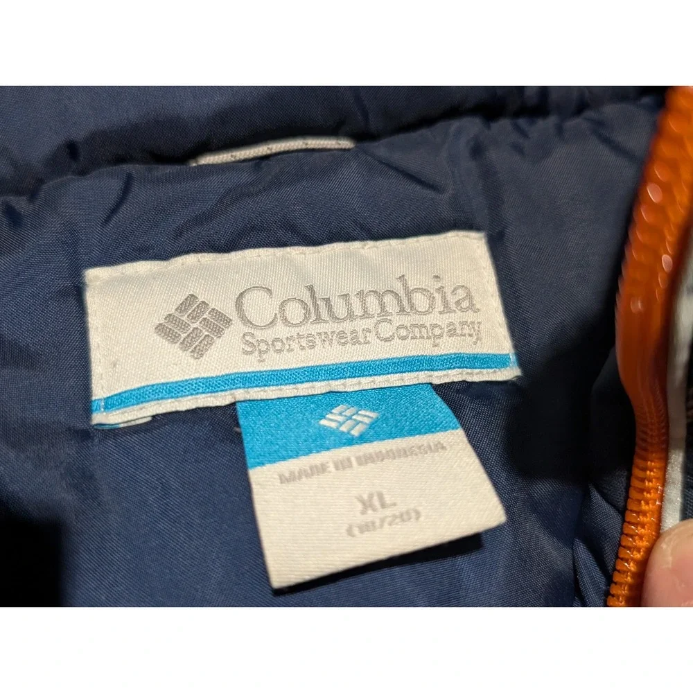 Columbia Boys XL 18/20 Space Print Hooded Puffer‎ Jacket Blue SB5836
